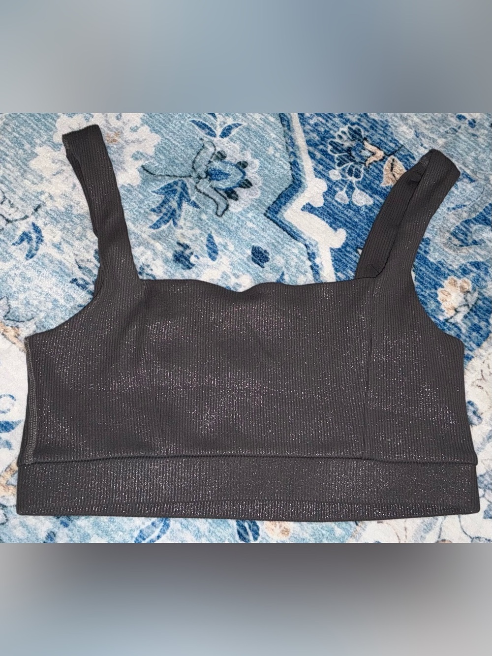 ONA Ribbed Gray & Silver Crop Top